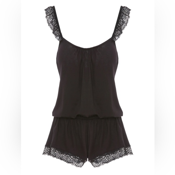 Eberjey Cecelia Enchanted Teddy PJ Pajamas in Black - Picture 2 of 9